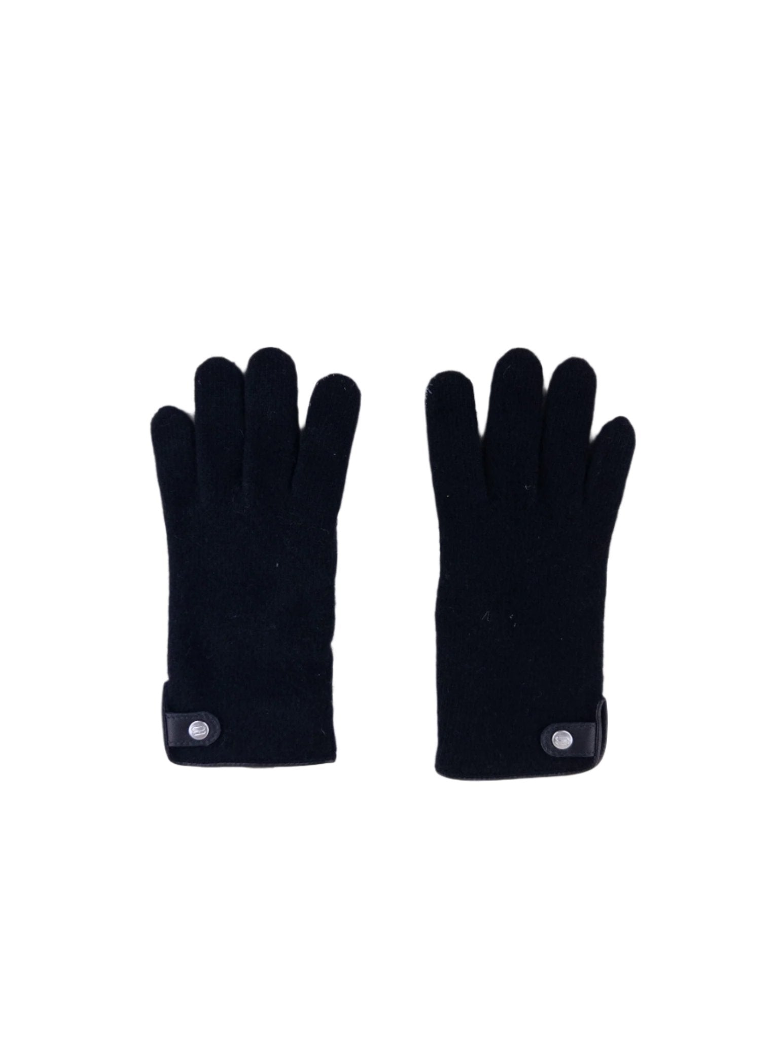 Santacana Cashmere Gloves with Leather Trim In Black - Big Bag NY