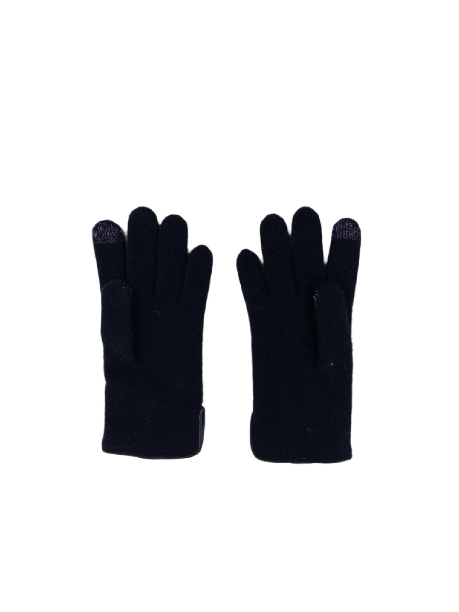 Santacana Cashmere Gloves with Leather Trim In Black - Big Bag NY