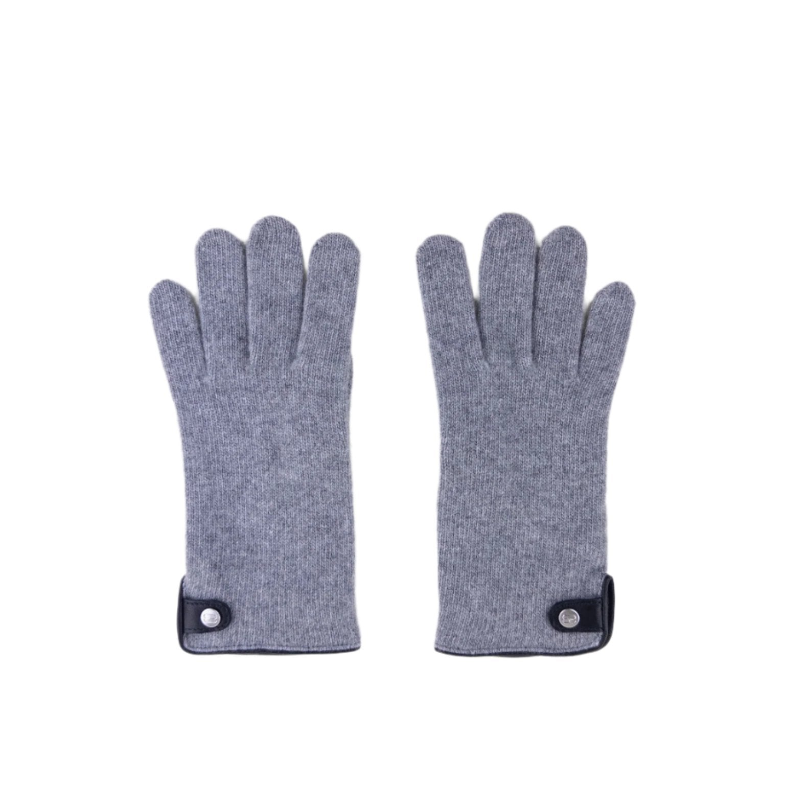 Santacana Cashmere Gloves with Leather Trim In Grey - Big Bag NY