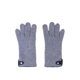 Santacana Cashmere Gloves with Leather Trim In Grey - Big Bag NY