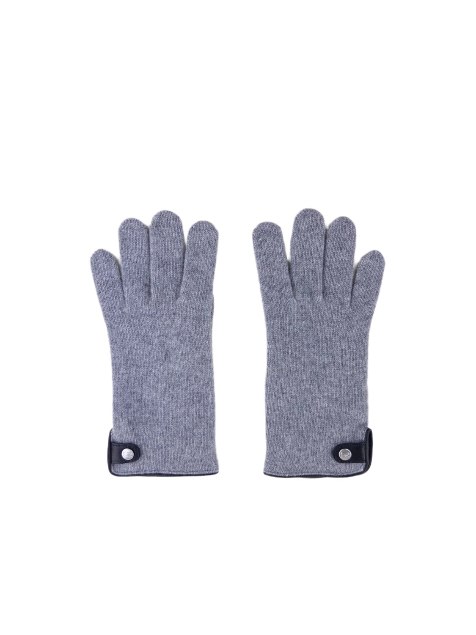 Santacana Cashmere Gloves with Leather Trim In Grey - Big Bag NY