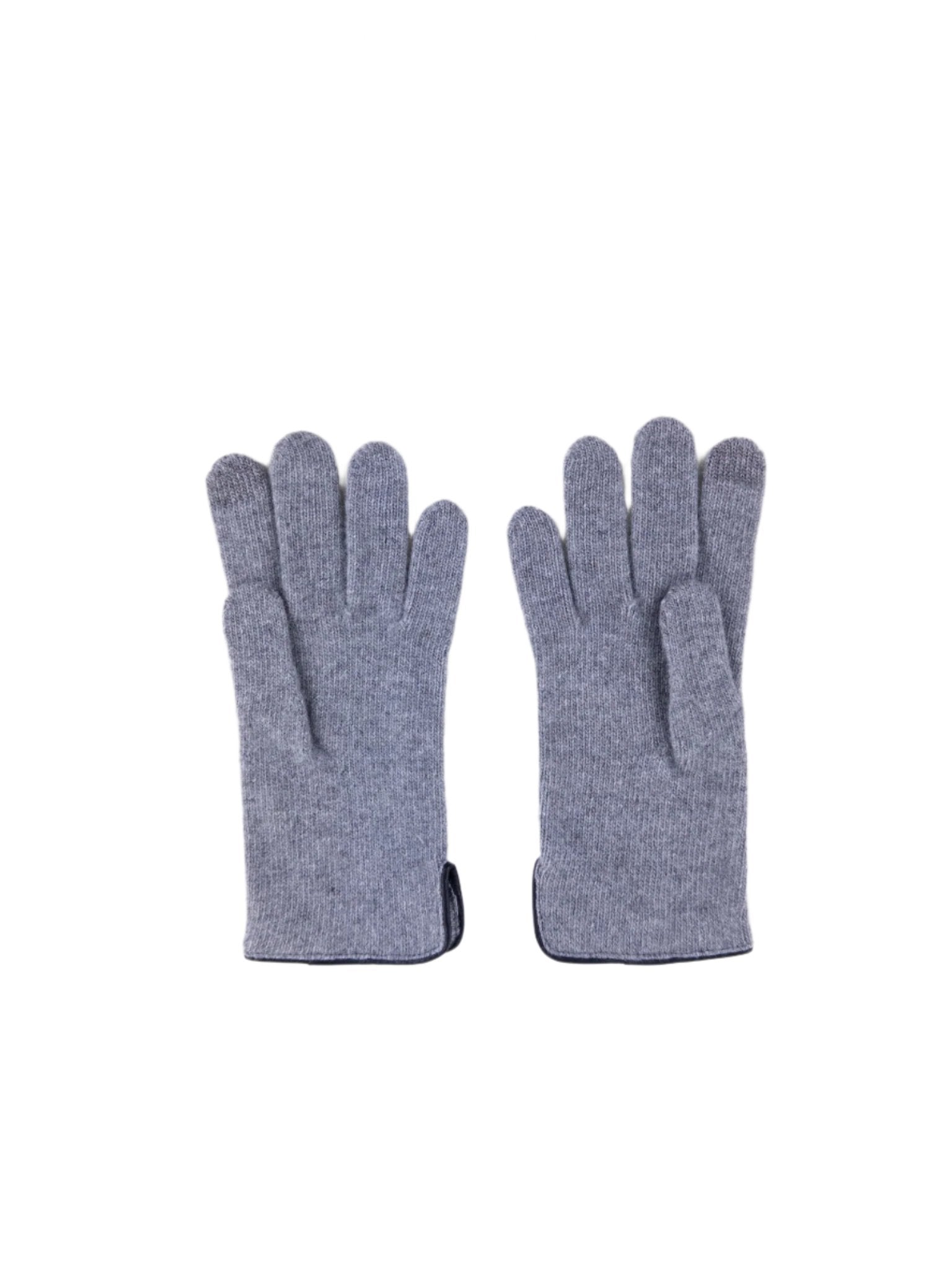 Santacana Cashmere Gloves with Leather Trim In Grey - Big Bag NY