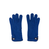 Santacana Cashmere Gloves with Leather Trim In Blue - Big Bag NY