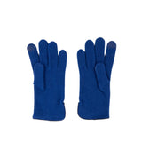 Santacana Cashmere Gloves with Leather Trim In Blue - Big Bag NY