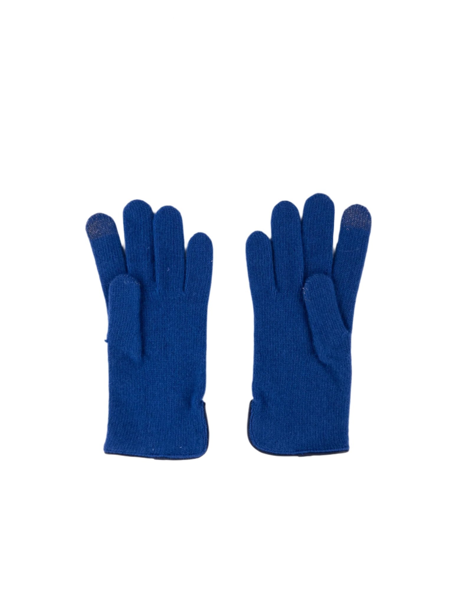 Santacana Cashmere Gloves with Leather Trim In Blue - Big Bag NY