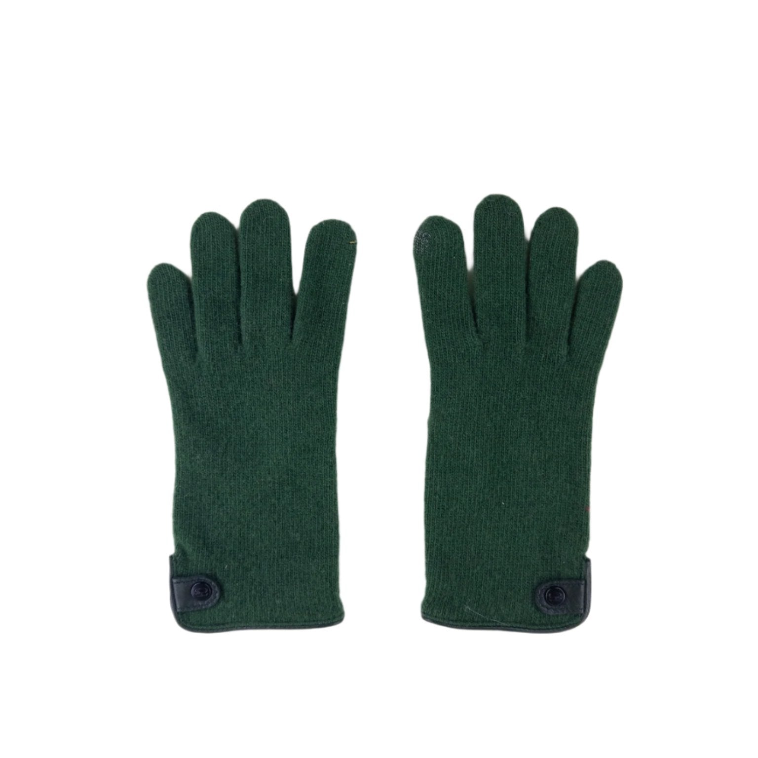 Santacana Cashmere Gloves with Leather Trim In Forest - Big Bag NY