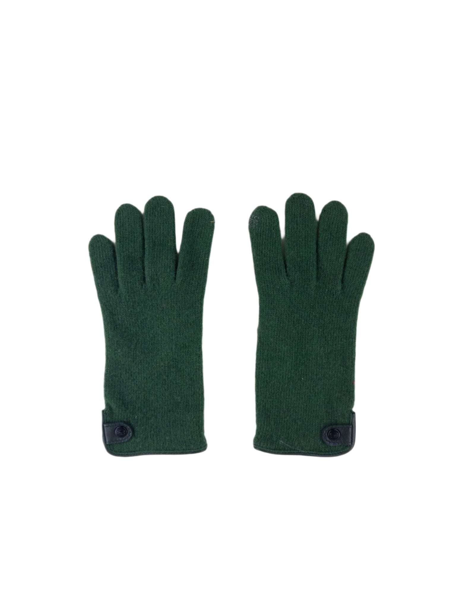 Santacana Cashmere Gloves with Leather Trim In Forest - Big Bag NY