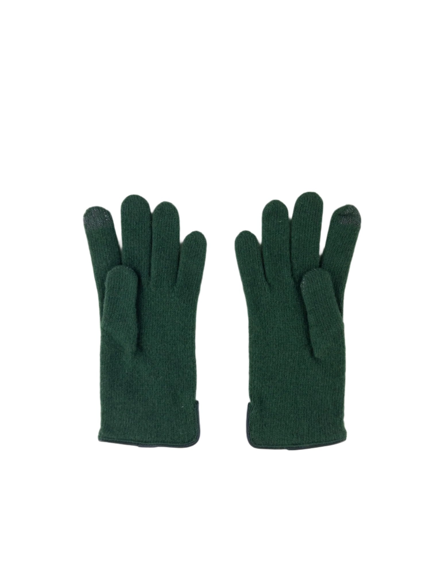 Santacana Cashmere Gloves with Leather Trim In Forest - Big Bag NY