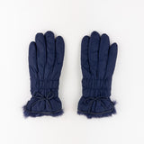 Santacana Pleated Gloves with Bow in Navy - Big Bag NY