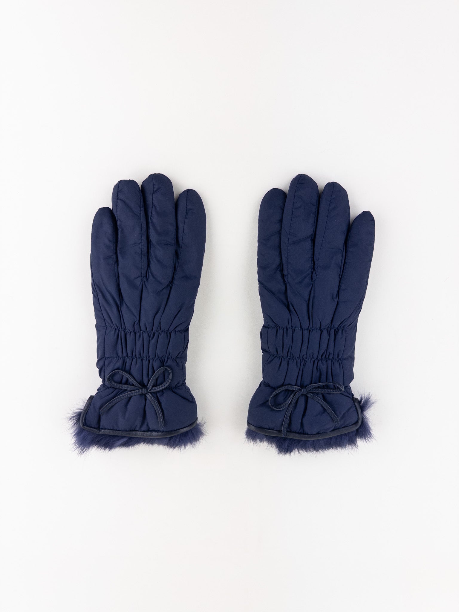 Santacana Pleated Gloves with Bow in Navy - Big Bag NY