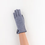 Santacana Cashmere Gloves with Leather Trim In Grey - Big Bag NY