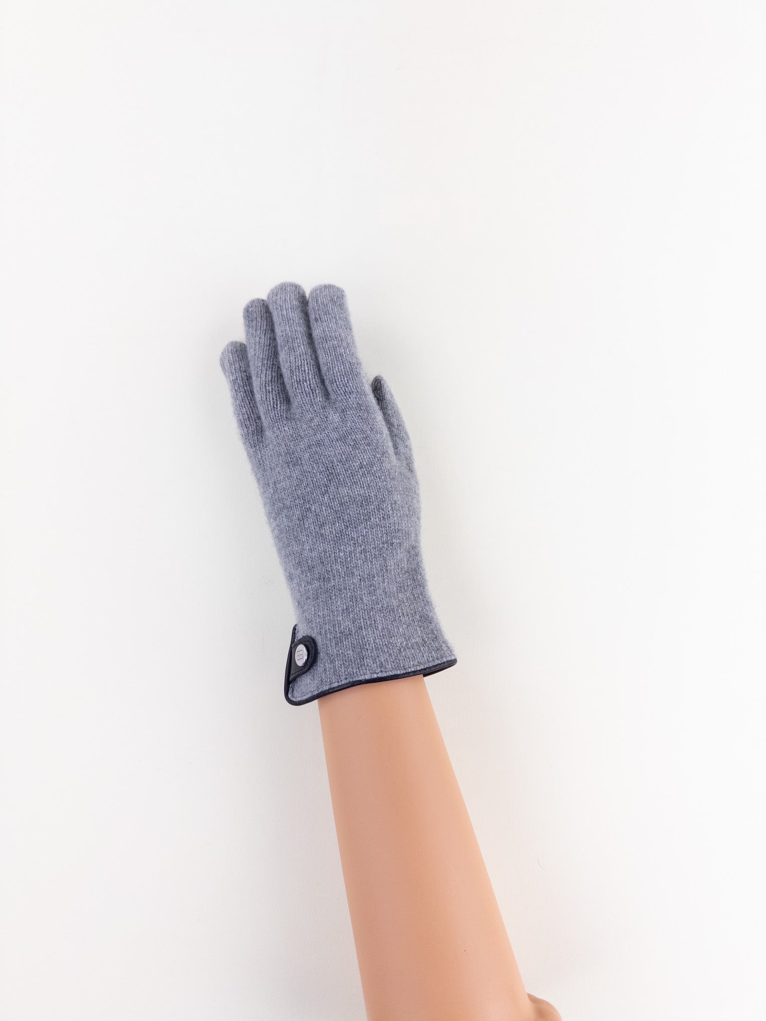 Santacana Cashmere Gloves with Leather Trim In Grey - Big Bag NY