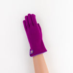 Santacana Cashmere Gloves with Leather Trim In Magenta - Big Bag NY