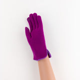 Santacana Cashmere Gloves with Leather Trim In Magenta - Big Bag NY