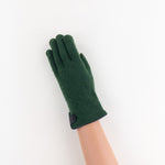 Santacana Cashmere Gloves with Leather Trim In Forest - Big Bag NY