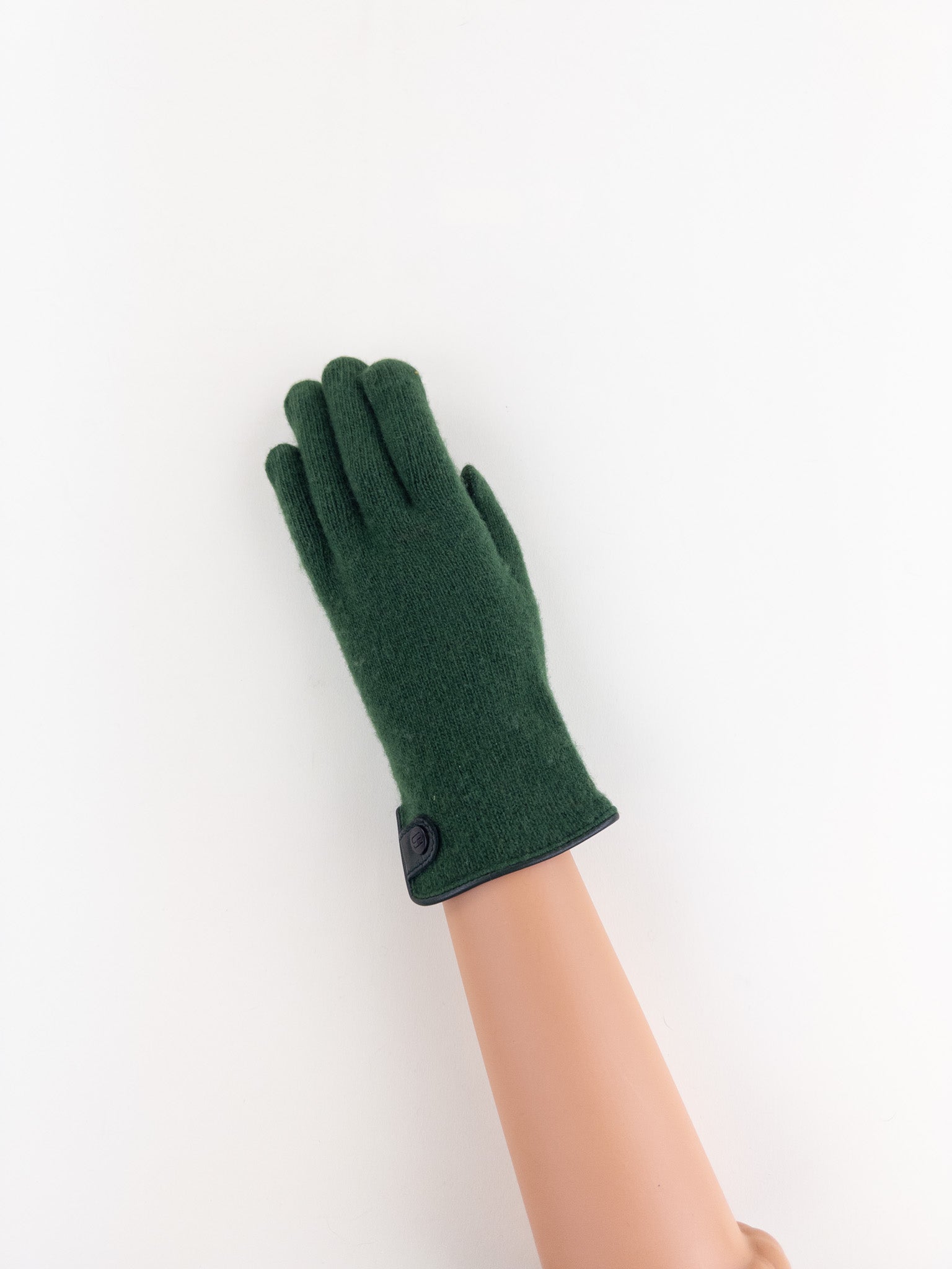 Santacana Cashmere Gloves with Leather Trim In Forest - Big Bag NY