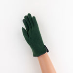 Santacana Cashmere Gloves with Leather Trim In Forest - Big Bag NY