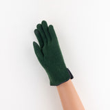 Santacana Cashmere Gloves with Leather Trim In Forest - Big Bag NY