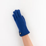 Santacana Cashmere Gloves with Leather Trim In Blue - Big Bag NY