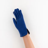 Santacana Cashmere Gloves with Leather Trim In Blue - Big Bag NY