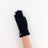 Santacana Cashmere Gloves with Leather Trim In Black - Big Bag NY