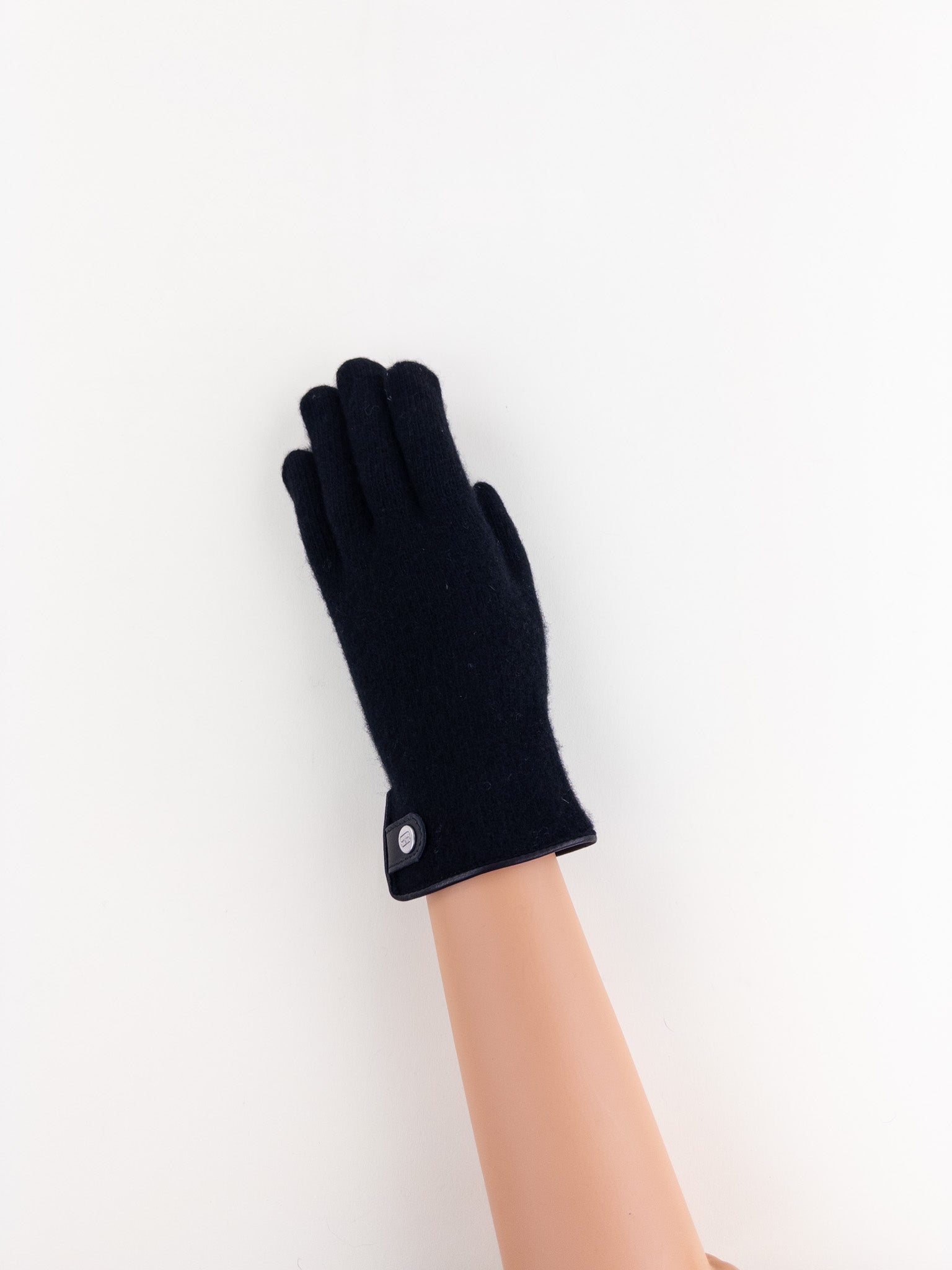 Santacana Cashmere Gloves with Leather Trim In Black - Big Bag NY