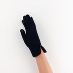 Santacana Cashmere Gloves with Leather Trim In Black - Big Bag NY