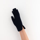 Santacana Cashmere Gloves with Leather Trim In Black - Big Bag NY