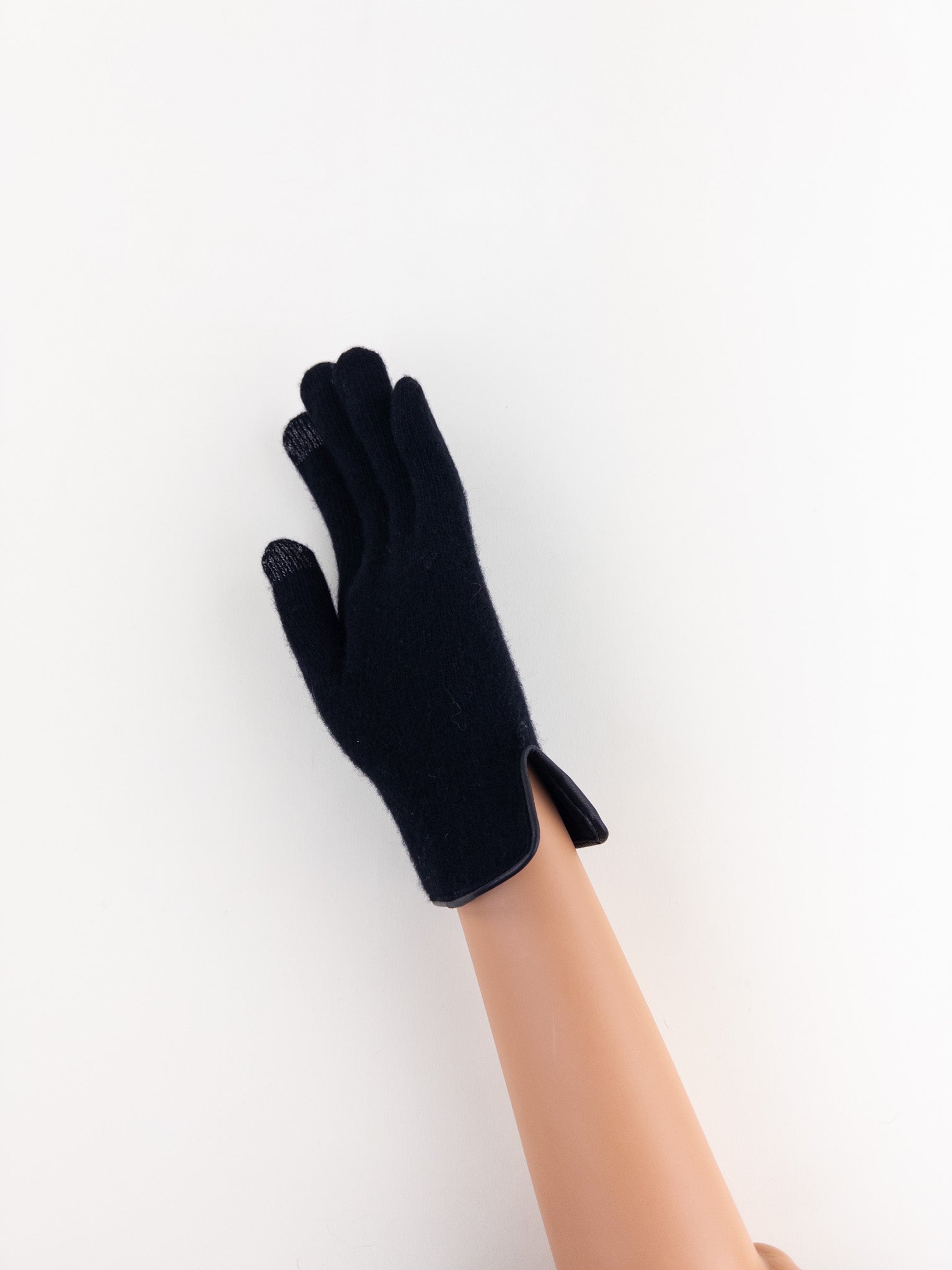 Santacana Cashmere Gloves with Leather Trim In Black - Big Bag NY