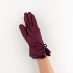 Santacana Pleated Gloves with Bow in Burgundy - Big Bag NY