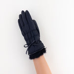 Santacana Pleated Gloves with Bow in Black - Big Bag NY