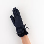 Santacana Pleated Gloves with Bow in Black - Big Bag NY