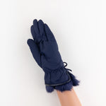 Santacana Pleated Gloves with Bow in Navy - Big Bag NY