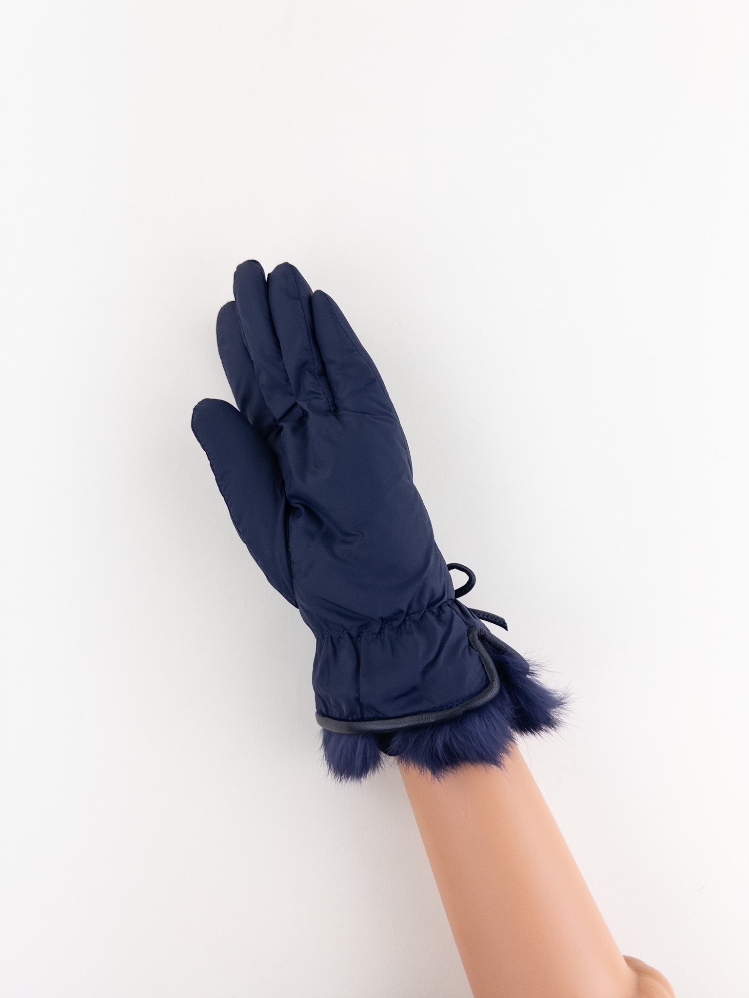 Santacana Pleated Gloves with Bow in Navy - Big Bag NY