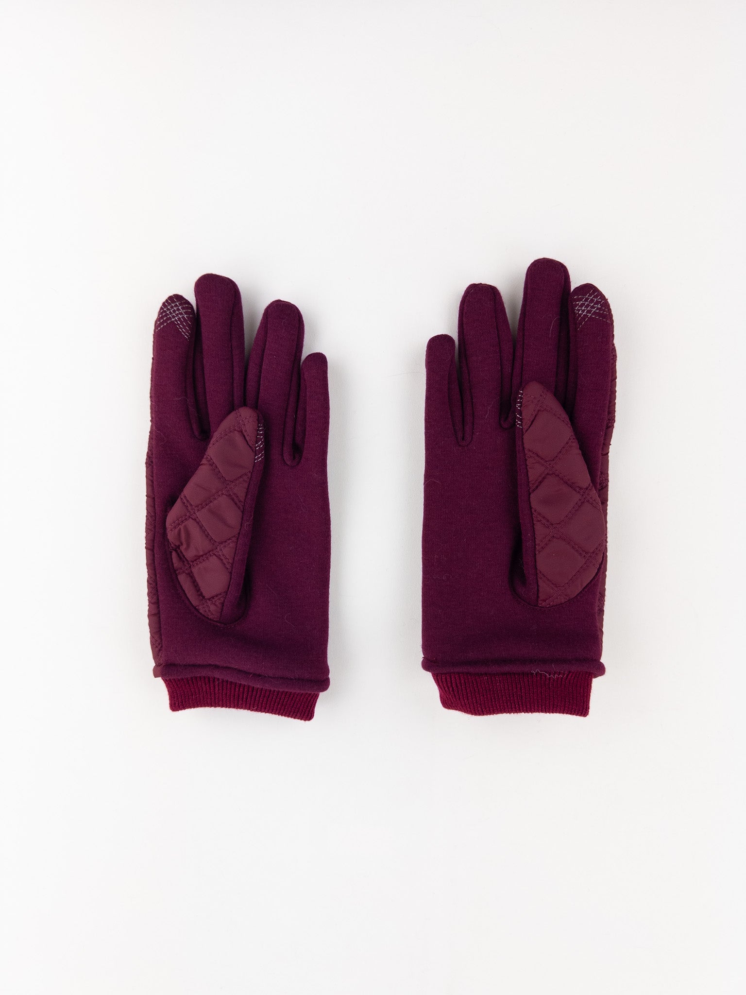 Santacana Jersey Quilted Gloves in Burgundy - Big Bag NY