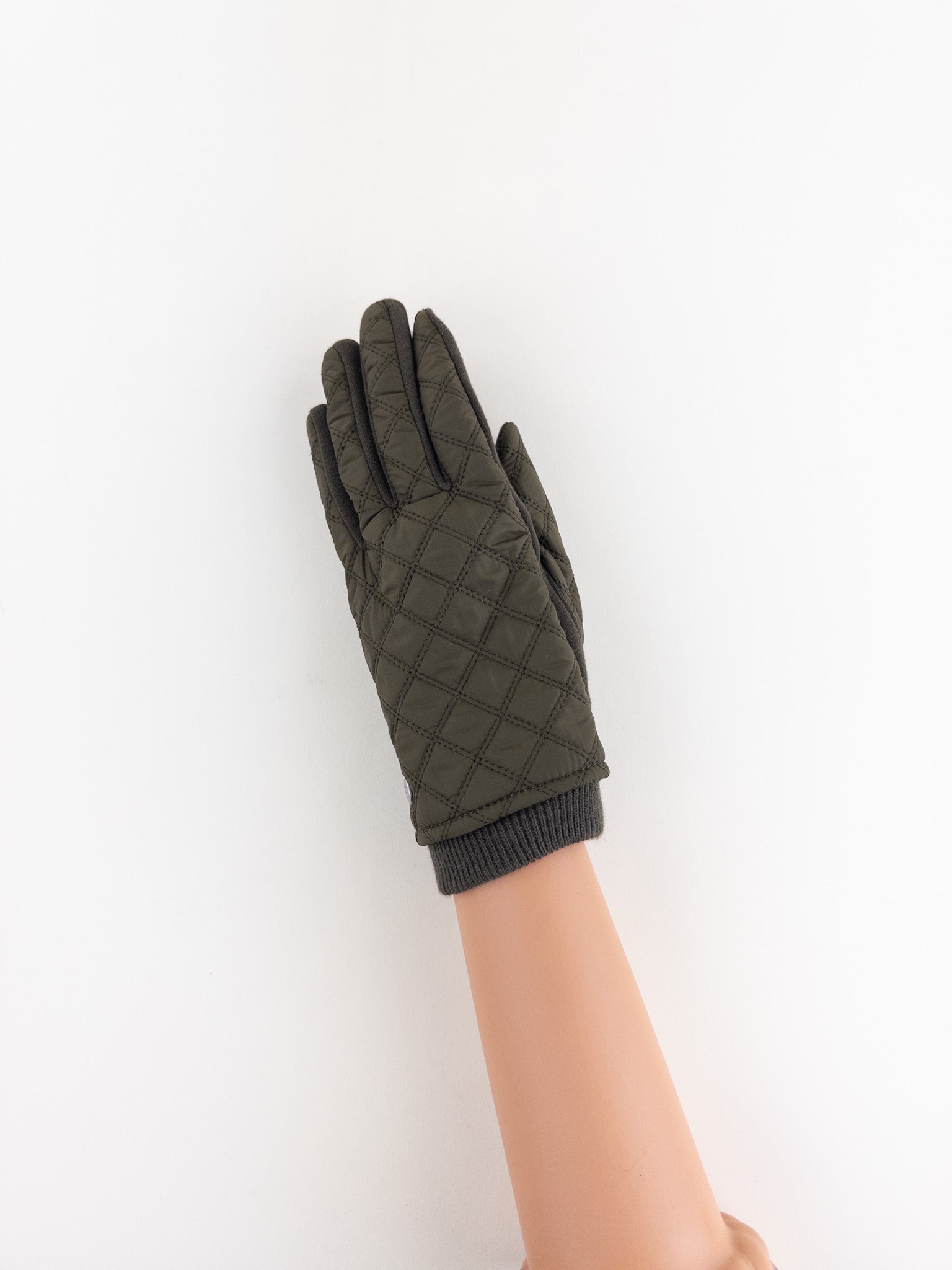 Santacana Jersey Quilted Gloves in Khaki - Big Bag NY