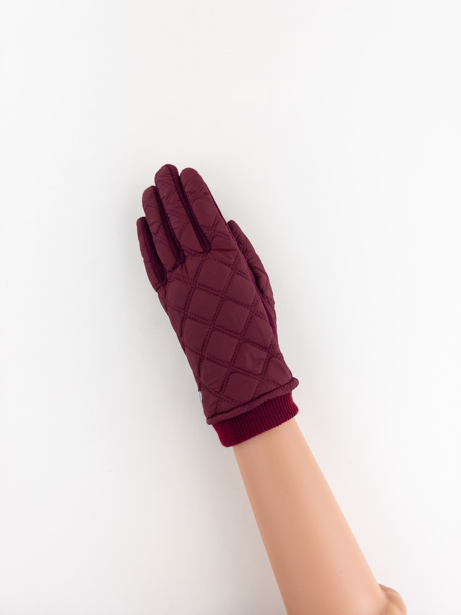 Santacana Jersey Quilted Gloves in Burgundy - Big Bag NY