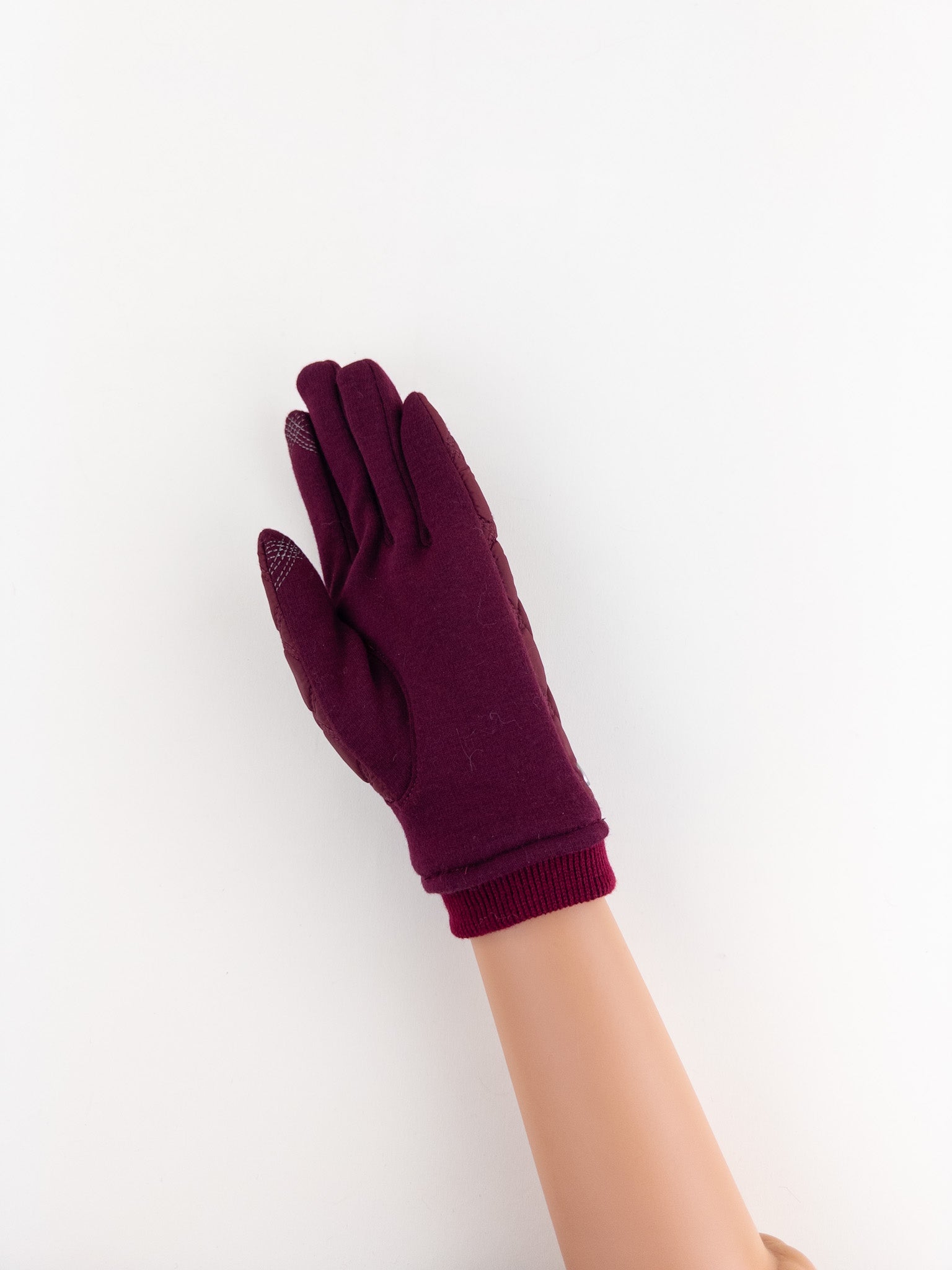 Santacana Jersey Quilted Gloves in Burgundy - Big Bag NY