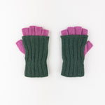 Santacana Two Tone Fingerless Gloves In Green/Pink - Big Bag NY