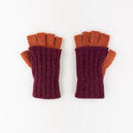 Santacana Two Tone Fingerless Gloves In Burgundy/Orange - Big Bag NY