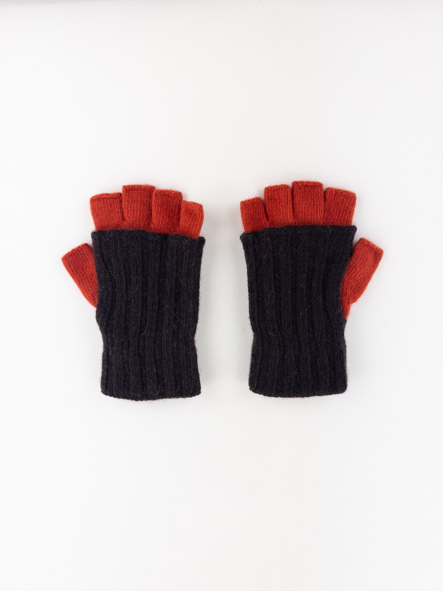 Santacana Two Tone Fingerless Gloves In Brown/Orange - Big Bag NY