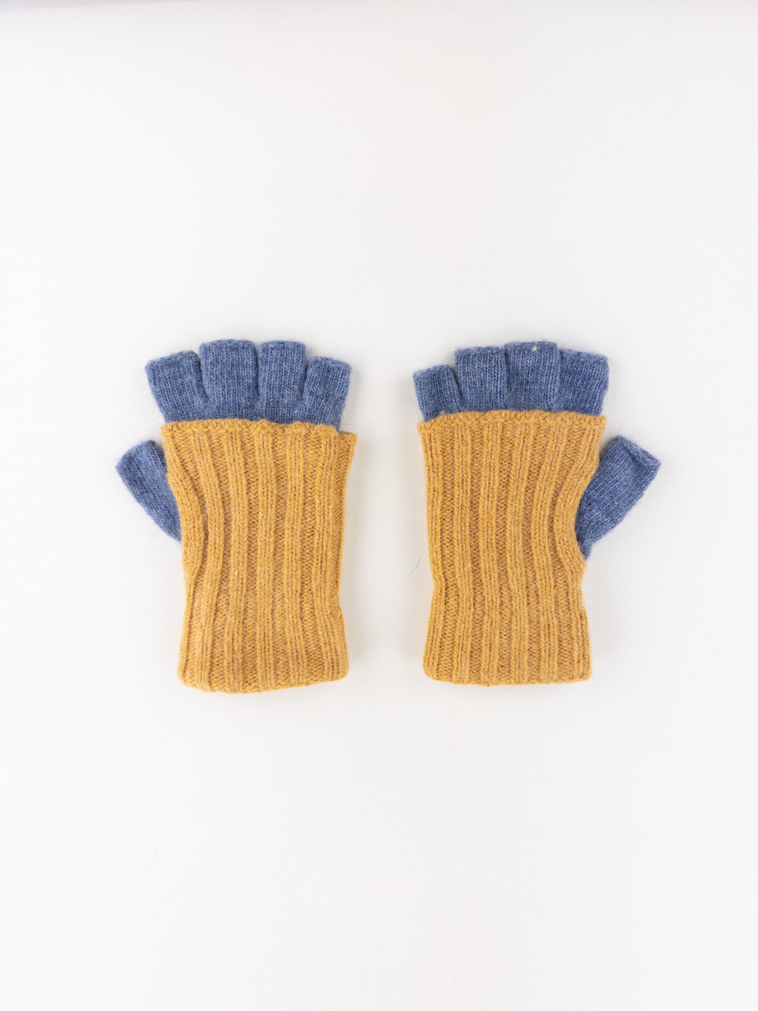 Santacana Two Tone Fingerless Gloves In Yellow/Blue - Big Bag NY