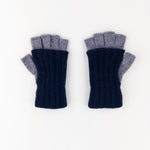 Santacana Two Tone Fingerless Gloves In Navy/Grey - Big Bag NY