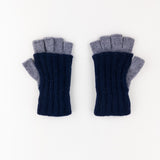 Santacana Two Tone Fingerless Gloves In Navy/Grey - Big Bag NY