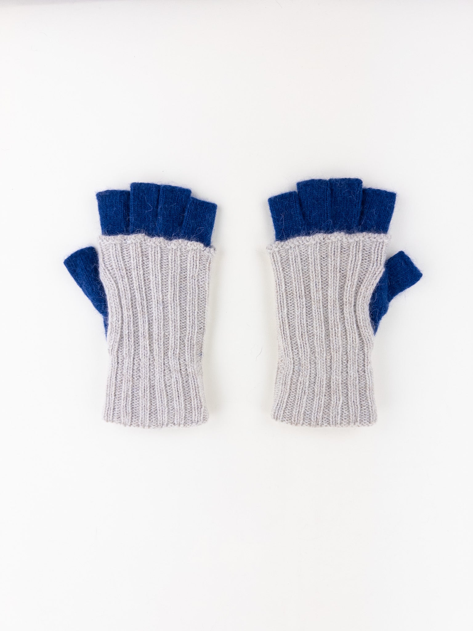 Santacana Two Tone Fingerless Gloves In Grey/Blue - Big Bag NY