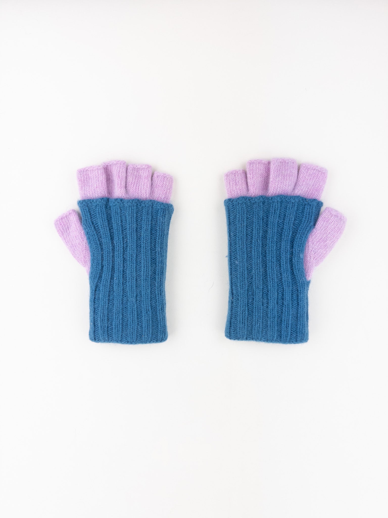 Santacana Two Tone Fingerless Gloves In Blue/Pink - Big Bag NY