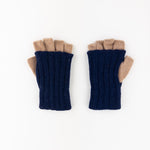 Santacana Two Tone Fingerless Gloves In Navy/Beige - Big Bag NY