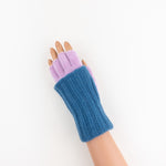 Santacana Two Tone Fingerless Gloves In Blue/Pink - Big Bag NY