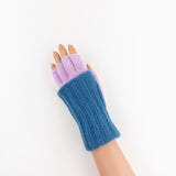 Santacana Two Tone Fingerless Gloves In Blue/Pink - Big Bag NY