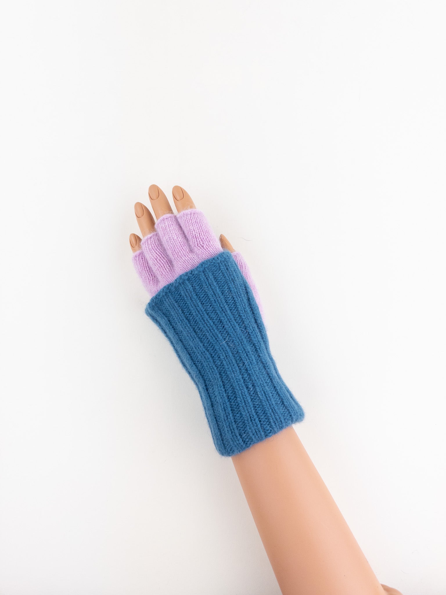 Santacana Two Tone Fingerless Gloves In Blue/Pink - Big Bag NY